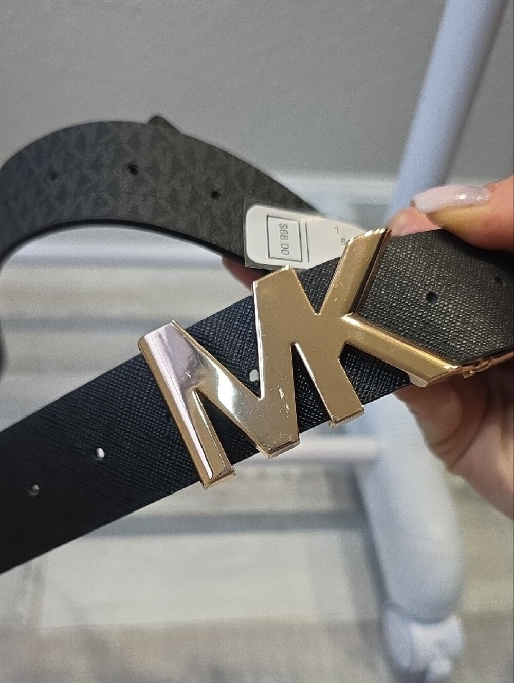 Michael Kors Black Reversible Belt with Rose Gold MK Buckle Size L - Picture 5 of 5